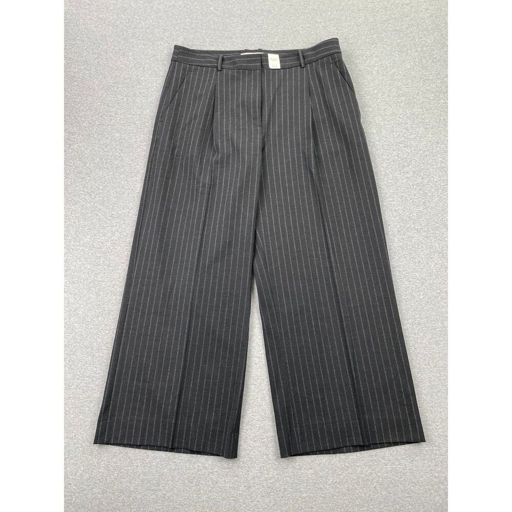 Abercrombie & Fitch Tailored Wide Leg Pants Womens 31 Short Black Pinstripe NWT